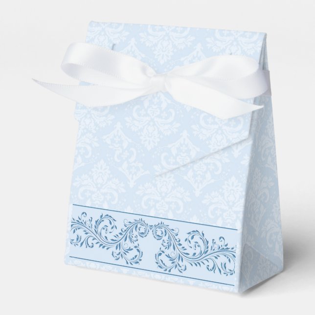 Favor/Gift Box - Icy Blue Damask (Front Side)