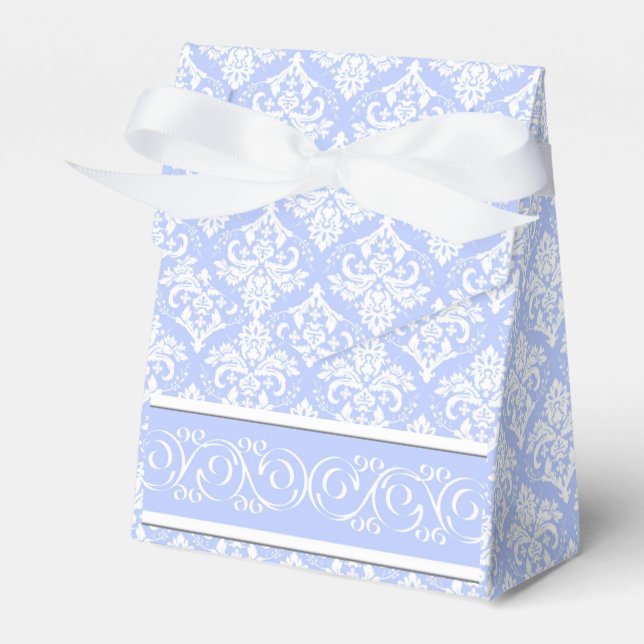 Favor/Gift Box - Wedgewood Blue Damask (Front Side)
