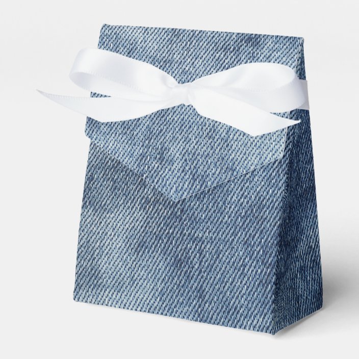 Favor gift box with natural jeans, denim