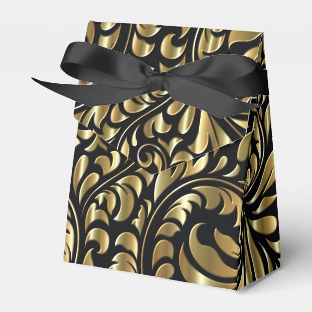Favor/Gift Boxes - Drama in Black and Gold (Front Side)