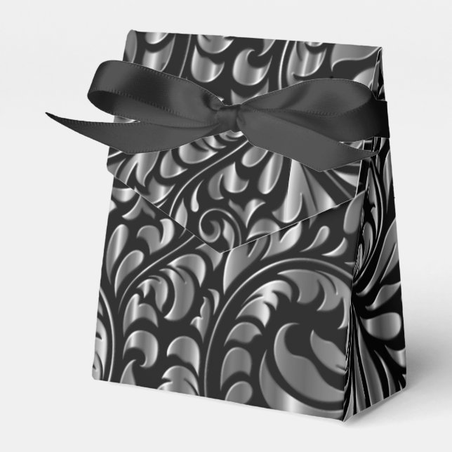 Favor/Gift Boxes - Drama in Black and Silver (Front Side)
