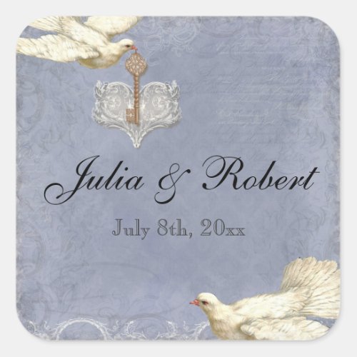 Favor Gift Sticker _ Peacock Feathers Wedding Seal
