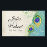 Favor Gift Sticker - Peacock Feathers Wedding Seal<br><div class="desc">This is an elegant and sophisticated Favor Gift seal or sticker. It blends the best of tradition and the freshness of the contemporary. Mixing hand painted backgrounds with hints of lace and a contemporary watercolor art work peacock feathers hand painted by Audrey Jeanne Roberts gives a beautiful and timeless quality...</div>