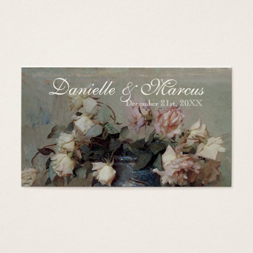 Favor Gift Tags  - Impressionist Cream Pink Roses Business Card Templates