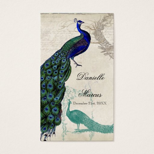 Customizable Favor Gift Tags - Vintage Peacock 5 Business Card Template