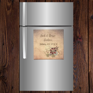 Favor Magnet Wedding With Name & Date Floral