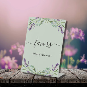 Favor party lavender violet floral eucalyptus sage pedestal sign