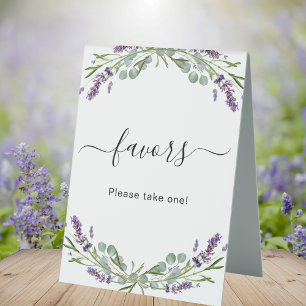 Favor party lavender violet floral eucalyptus table tent