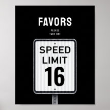 Favor party sign 16th Birthday Speed Limit 