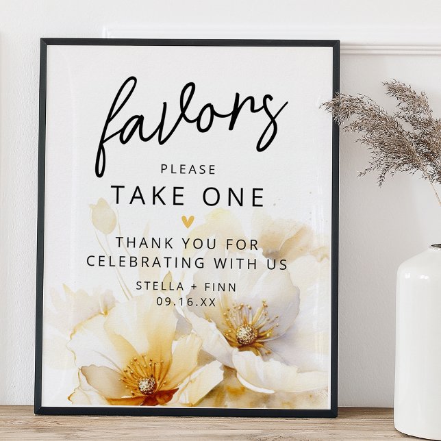 Favor Please Take One White Gold Florals Poster (Favor Please Take One White Gold Florals Poster)