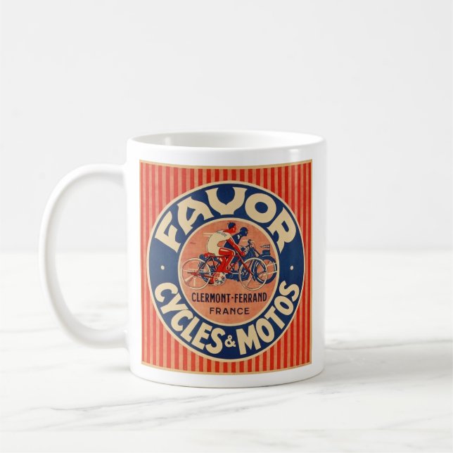 favor retro motorcycle advert coffee mug (Left)