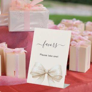 Favor sign cream bow