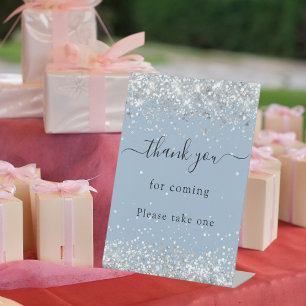 Favor sign dusty blue silver wedding