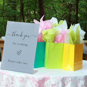 Favor sign dusty blue silver wedding