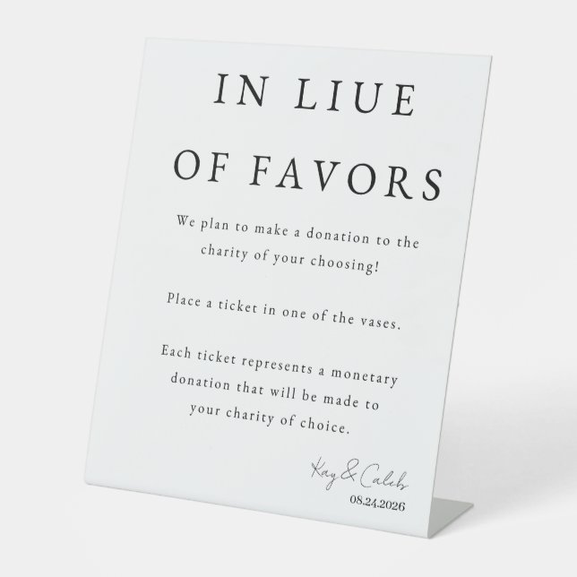 Favor Sign for Wedding (Front)