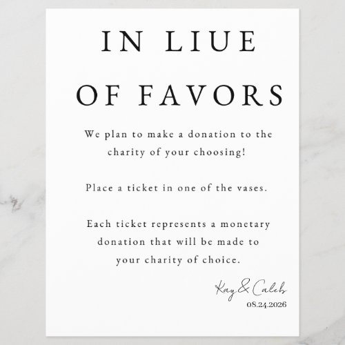 Favor Sign for Wedding Flyer
