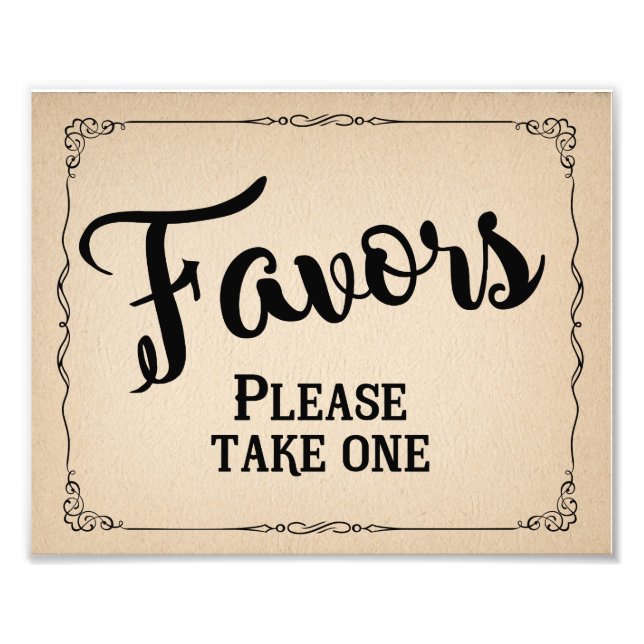 favor sign for wedding or party (Front)