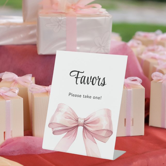 Favor sign pink bow white (Creator Uploaded)