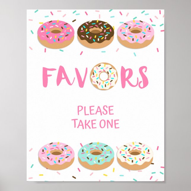 Favor Sign - Pink Donut Sprinkle Shower Sign (Front)