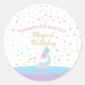 Favor Sticker | Mermaid Tail Birthday by SimplySweetParties at Zazzle