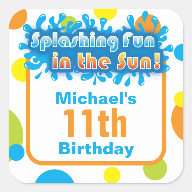 Favor Sticker - Splashing Fun in the Sun (Front)