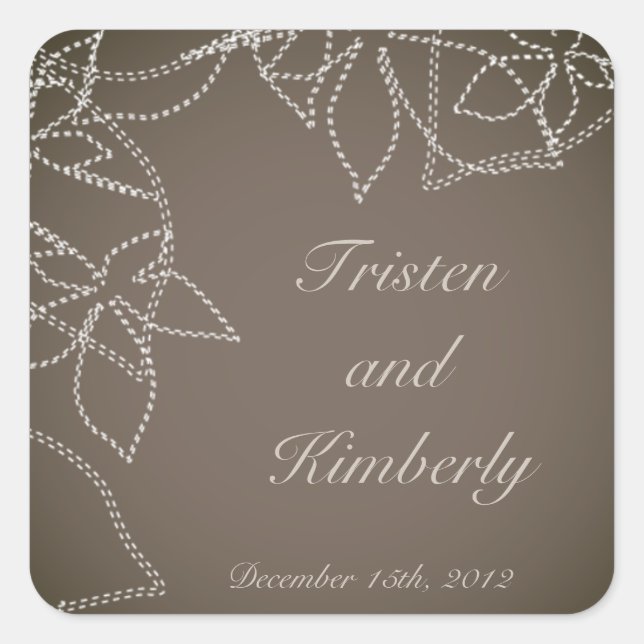 Favor Stickers Autumn Floral Fall Gray Gunmetal (Front)