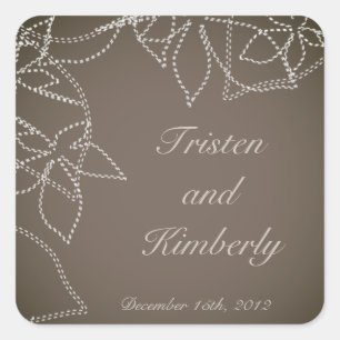 Favor Stickers Autumn Floral Fall Gray Gunmetal