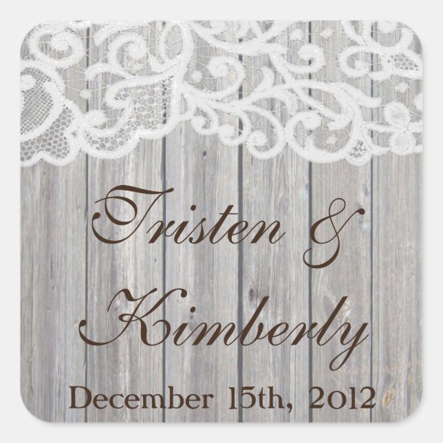 Favor Stickers Horse Shoes on Wood Lace Country (Front)