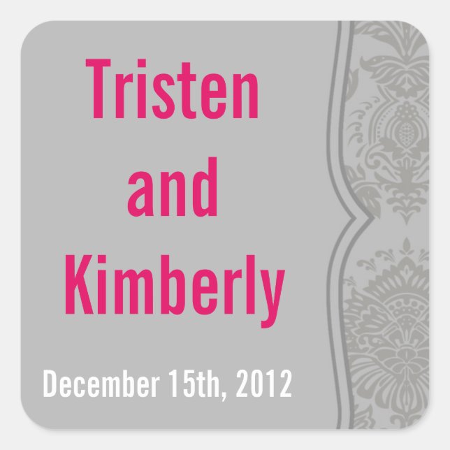 Favor Stickers Modern Gray Damask Lace Print Patte (Front)