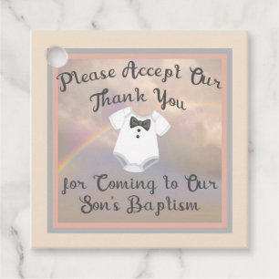 Favor Tag for Son's Baptism with Rainbow