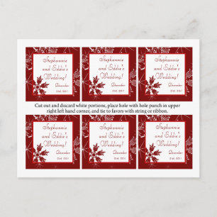 Favor Tags Christmas Red Snowflakes Holiday Postcard