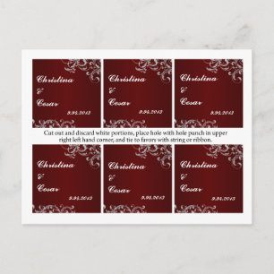 Favor Tags Dark Maroon Gray Swirls Red White Blood Postcard