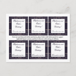 Favor Tags Deep Purple Damask Postcard
