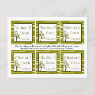 Favor Tags Green Pear Fruit Stripes Pears lime-gre Postcard