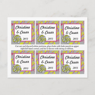 Favor Tags Lime Green/Hot Pink Flower Flourish Gre Postcard