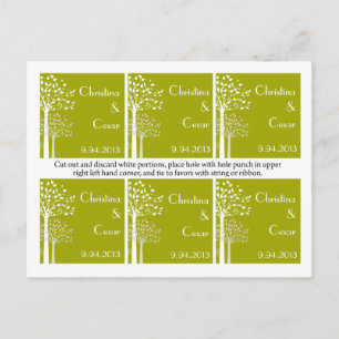 Favor Tags Modern Green/White Trees White lime Gra Postcard
