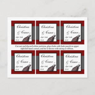 Favor Tags Peacock Red Black White Postcard