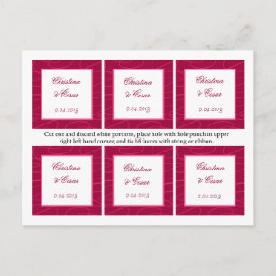 Favor Tags Raspberry Pink Loops/Swirls Blush Berry Postcard