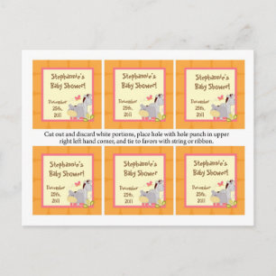 Favor Tags Tropical Punch Girl Jungle Elephant Hip Invitation Postcard