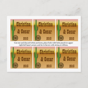 Favor Tags Wagon Wheel/Horse Shoe Sunset Desert we Postcard