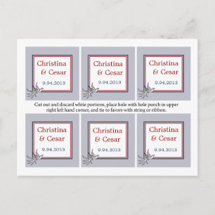 Favor Tags White Dove Red Blue BG Ribbon Birds Ani Postcard