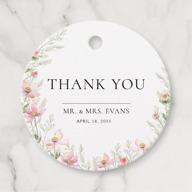 Favor Tags Wildflower Wedding . (Front)