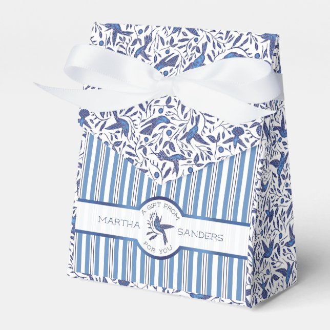 Favor the Delft Blue Birds & Stripes Boxes (Front Side)