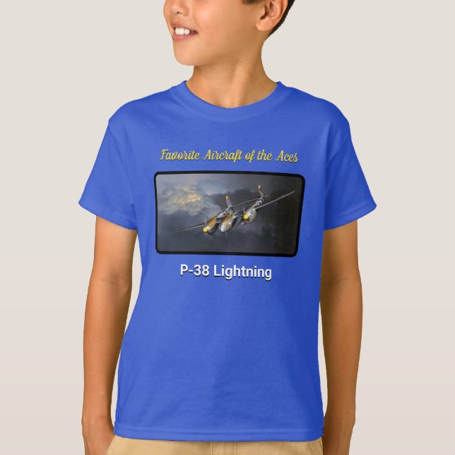 Favorite Aircraft of the Aces P-38 Lightning T-Shirt (Front)