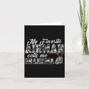 Favorite airman calls grandma camo flag air force card