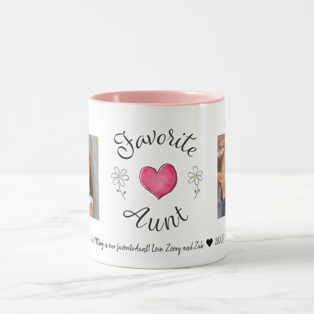 Favorite Aunt 2 Photo Custom Mug (Center)