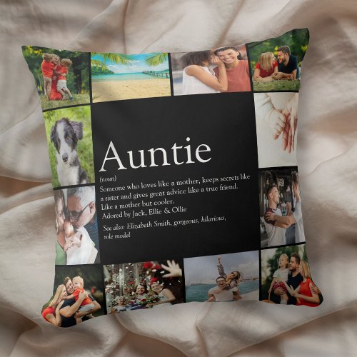 Favorite Aunt Auntie Definition Fun Photo Collage Throw Pillow