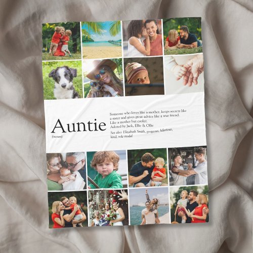 Favorite Aunt Auntie Definition Photo Collage Fleece Blanket