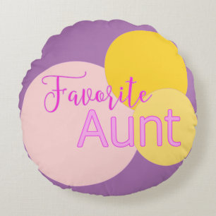 Favorite Aunt Colorful Bubbles   Round Pillow