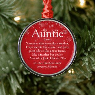 Favorite Auntie Aunt Definition Christmas Holiday Metal Ornament